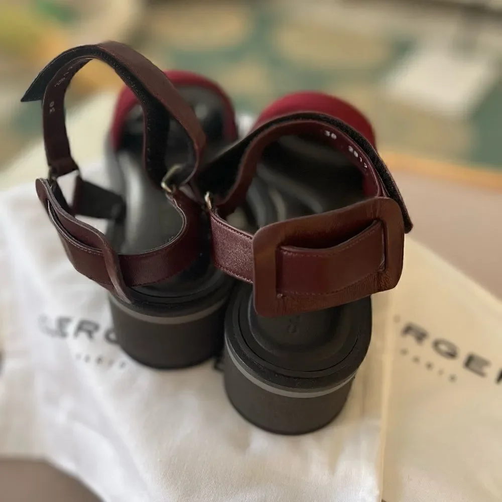 Clegerie Paris maroon and black mesh tech sandals. NIB SZ 7.5